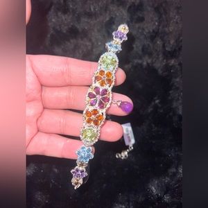 Multicolor gemstone sterling silver choker